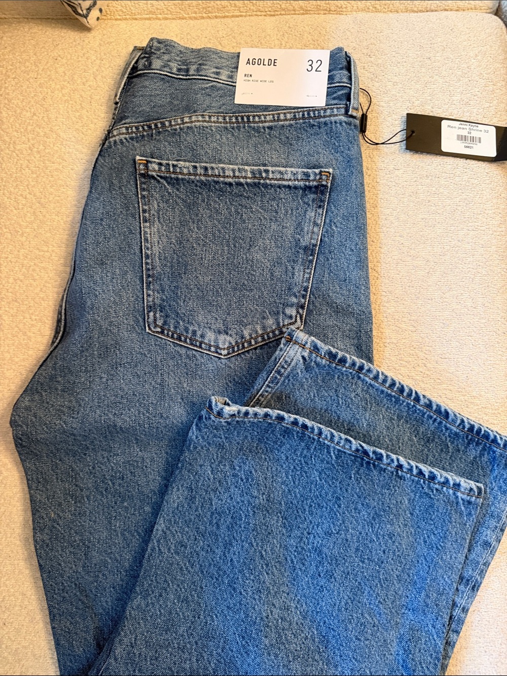 Agolde Medium Blue Ren Straight Leg Denim Jeans